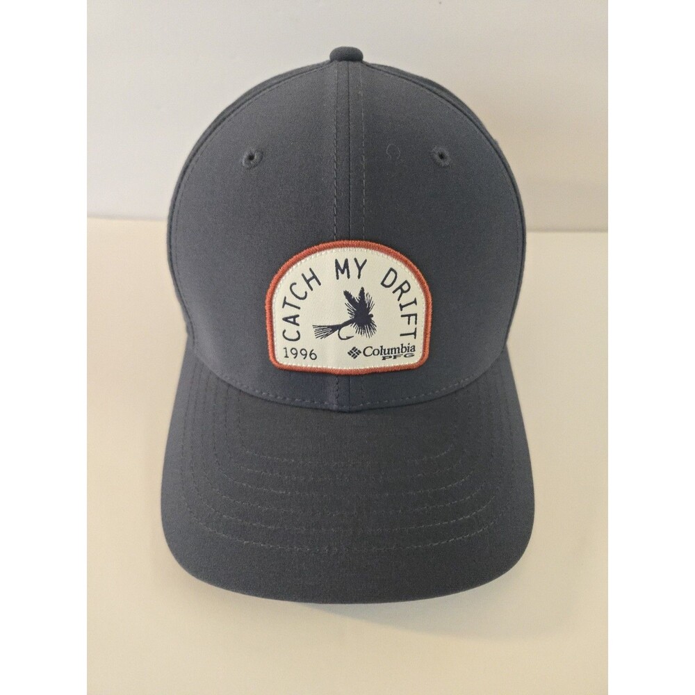 Columbia PFG Uncharted Catch My Drift Fly Fishing Flexfit Hat Cap Blue Gray